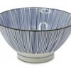 "Blue Stripe" Japanese 7" Porcelain Ramen Bowl - Tall